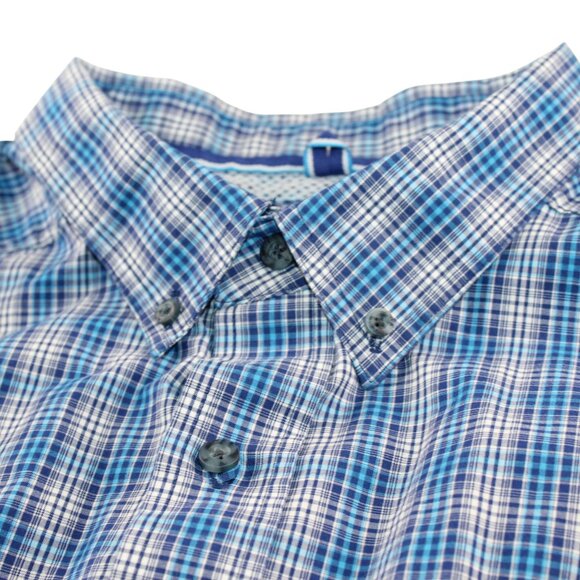 Ariat Pro Series 2XL Fitted Long Sleeve Blue Checkered Cowboy Western Shirt - Picture 10 of 12